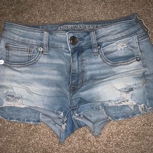 american eagle jean shorts, light washed.